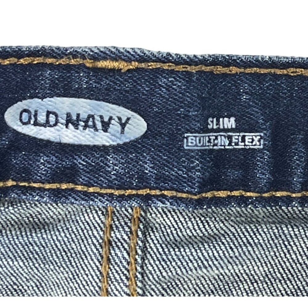 Old Navy Slim Built-In Flex Denim Jeans Men's 32 Blue Dark Wash Stretch Pockets - Picture 3 of 6